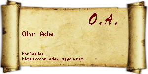 Ohr Ada névjegykártya